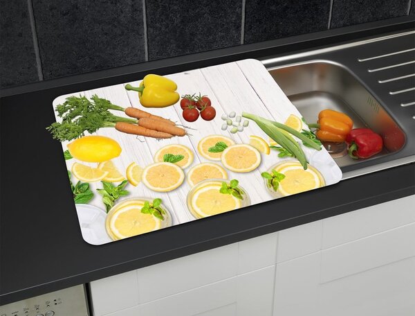 Płyta ochronna na ścianę przy kuchence ze szkła hartowanego 50x56 cm Lemons – Wenko