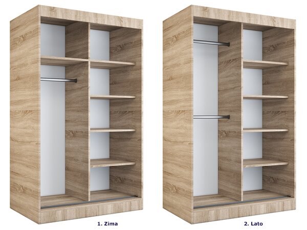 Szafa dwudrzwiowa z drzwiami przesuwnymi biały + antracyt 120x200 przesuwna F7-Z67