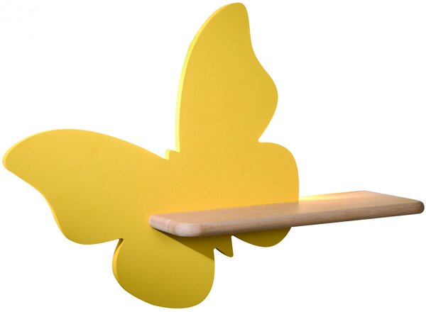 Żółty kinkiet dziecięcy motyl z półką - K031-Didi