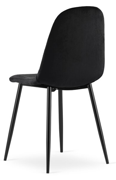 Zestaw jadalniany 1 + 4, czarny stół ADRIA 120x80 cm + czarne aksamitowe krzesło ASTI z czarnymi nogami