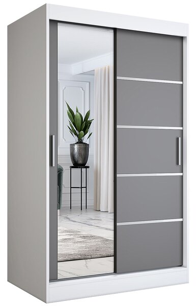 Szafa dwudrzwiowa z drzwiami przesuwnymi biały + antracyt 120x200 przesuwna F7-Z67