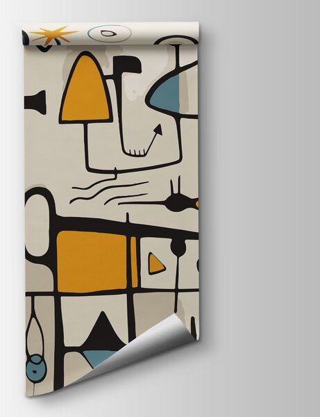 Fototapeta Kolorowe dzieło sztuki z ludźmi i kształtami, Nowoczesne Fototapety, Popularne Fototapety, w02029 - Tapeko.pl