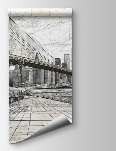 Fototapeta Rysunek mostu i miasta, Fototapety miasta na ścianie, Popularne Fototapety, w01961 - Tapeko.pl