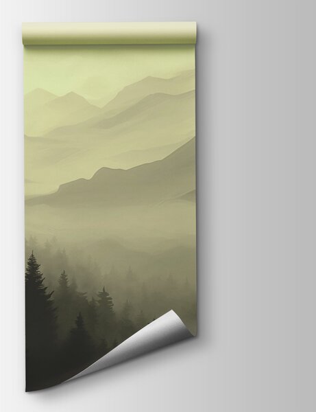 Fototapeta Mglisty górski krajobraz z drzewami, Fototapety Natura, Popularne Fototapety, w02186v1 - Tapeko.pl