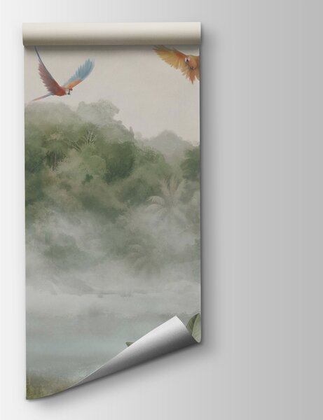 Fototapeta Wodospad z przelatującymi nad nim ptakami, Fototapety Natura, Popularne Fototapety, w02127 - Tapeko.pl