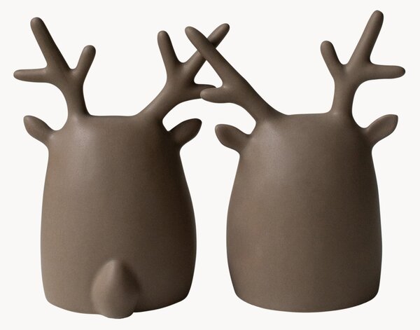 Komplet dekoracji świątecznych z ceramiki Deer Twins, 2 elem