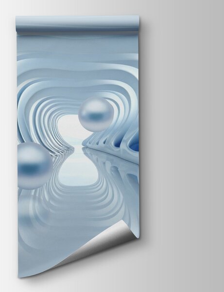 Fototapeta Mnóstwo płynnych kształtów i unoszących się kul, Fototapety 3d z figurami, Popularne Fototapety, w02134 - Tapeko.pl