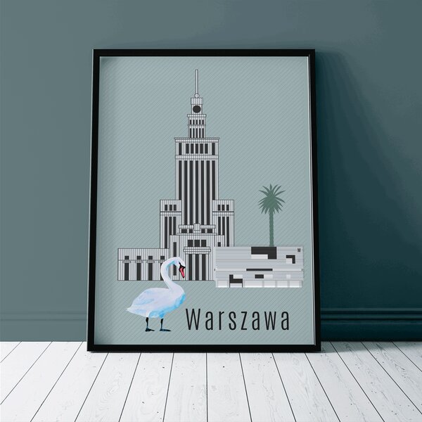 Plakat Warszawa - Pałac Kultury i Nauki - Modernistyczny