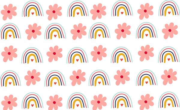 Fototapeta Wzór kwiatów i tęczy, Fototapety Dziecięce, Popularne Fototapety, w02241v1 - Tapeko.pl