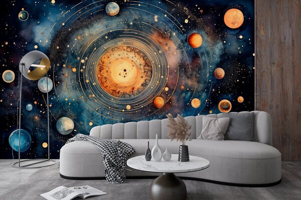 Fototapeta Malowanie planet w przestrzeni kosmicznej, Fototapety Kosmos, Popularne Fototapety, w02268 - Tapeko.pl