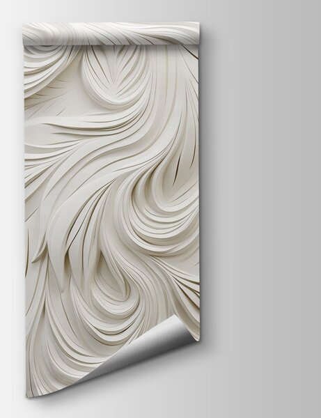 Fototapeta Wycinanka z białego papieru z falistymi liniami, Fototapety 3d, Popularne Fototapety, w02010 - Tapeko.pl