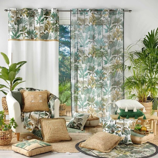 Zielono-kremowa zasłona 140x240 cm Balinesia – douceur d'intérieur