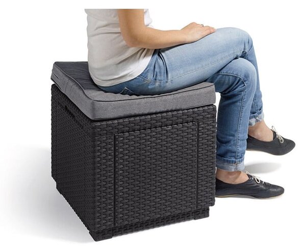 Ciemnoszary puf ogrodowy Cube – Keter