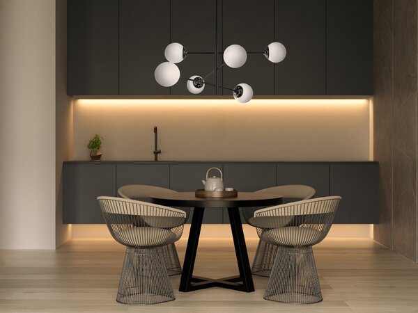ŻYRANDOL LAMPA SUFITOWA WISZĄCA NOWOCZESNA CZARNA BIAŁE KULE FINO 6 LED