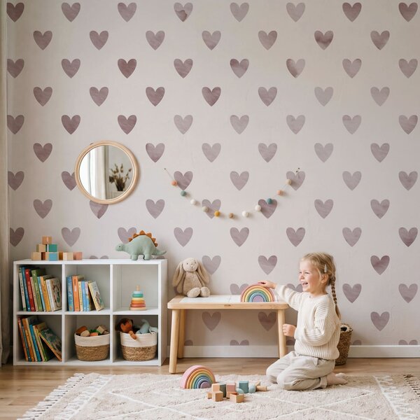 Fototapeta Wzór z sercami na białym tle, Fototapety Geometryczne, Popularne Fototapety, t01002 - Tapeko.pl