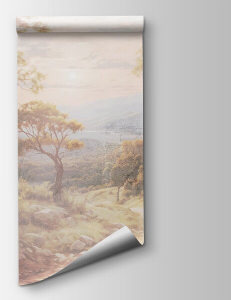 Fototapeta Droga gruntowa z drzewami i górami w tle, Fototapety Natura, Popularne Fototapety, w08446 - Tapeko.pl