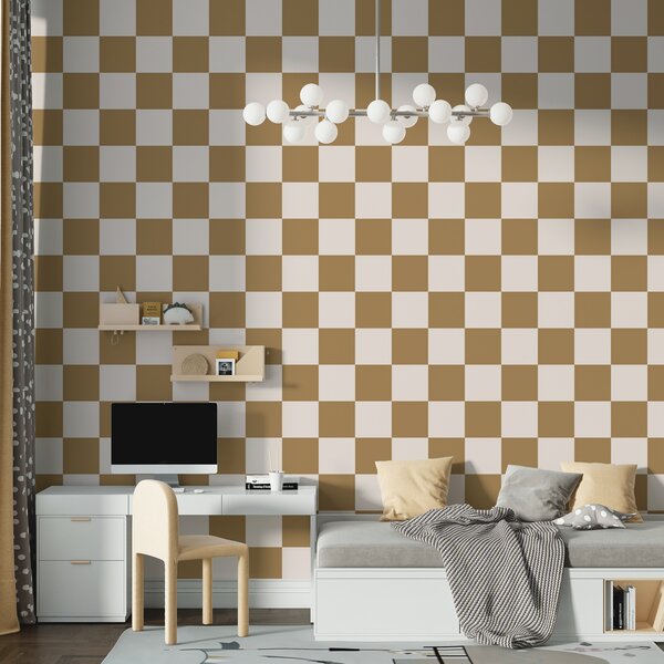 Fototapeta Brązowo-biały wzór w kratkę, Fototapety Geometryczne, Popularne Fototapety, w01922v3 - Tapeko.pl