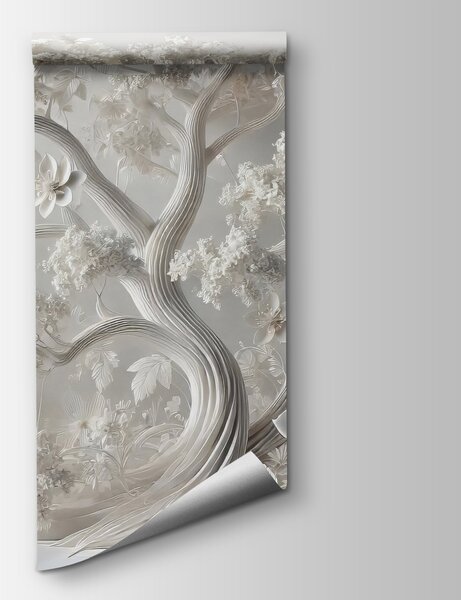 Fototapeta Białe drzewo z kwiatami, Fototapety Natura, Popularne Fototapety, w02455 - Tapeko.pl
