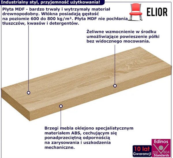 Minimalistyczna półka ścienna dąb sonoma D6-C57