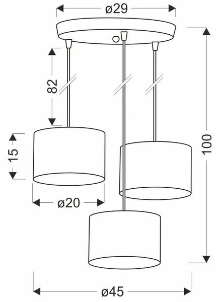 Czarna nowoczesna lampa wisząca - 3X D256 P5-T13