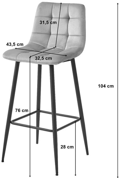 Welurowe ciemnoszare barowe krzesło do wyspy H0-Z05