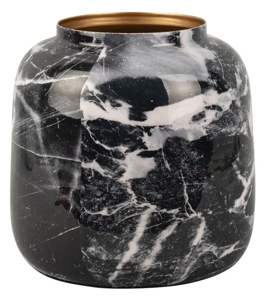 Czarno-biały żelazny wazon PT LIVING Marble, wys. 12,5 cm