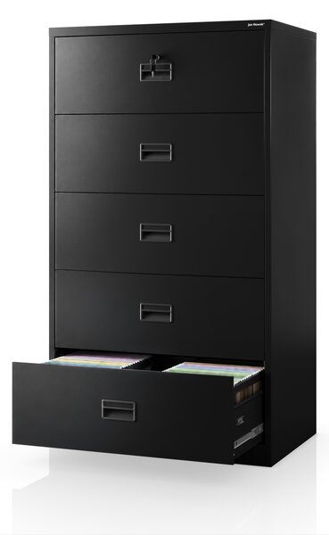 Szafa kartotekowa metalowa z 5 szufladami czarna, 900x1620x600 mm: SARA XL V5