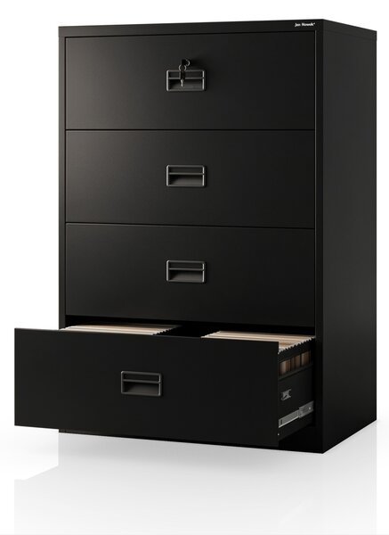 Szafa kartotekowa metalowa z 4 szufladami czarna, 900x1320x600 mm: SARA XL V4