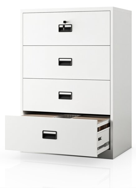 Szafa kartotekowa metalowa z 4 szufladami biała, 900x1320x600 mm: SARA XL V4