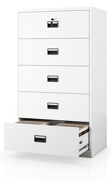 Szafa kartotekowa metalowa z 5 szufladami biała, 900x1620x600 mm: SARA XL V5