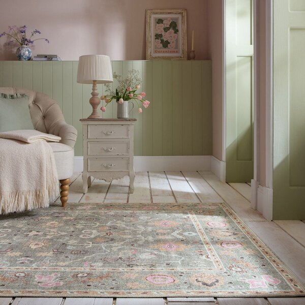 Jasnozielony dywan odpowiedni do prania 115x170 cm Una Floral – Flair Rugs