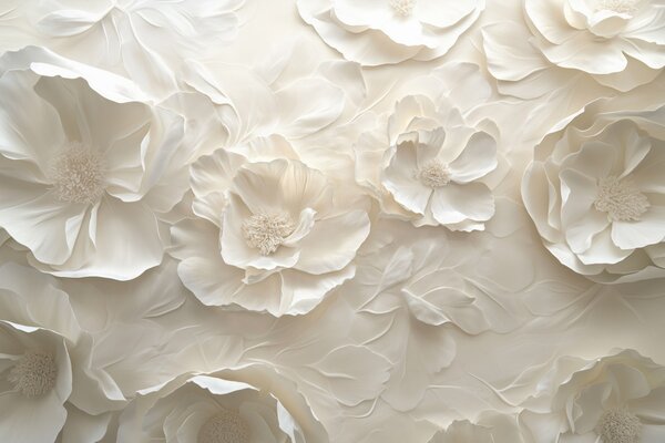 Fototapeta Tapeta w białe kwiaty, Fototapety Piwonie, Popularne Fototapety, w08562 - Tapeko.pl