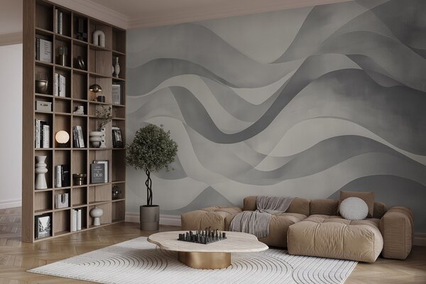 Fototapeta Szare i białe tło z falistymi liniami, Fototapety design, Popularne Fototapety, w08564v1 - Tapeko.pl