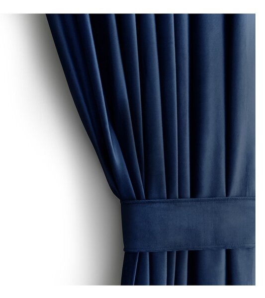 Ciemnoniebieska aksamitna zasłona częściowo zaciemniająca (dimout) 140x270 cm Eyelets – Restilo