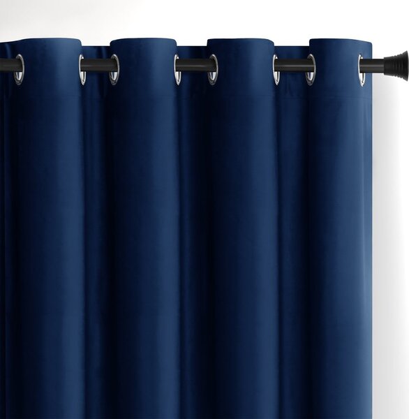Ciemnoniebieska aksamitna zasłona częściowo zaciemniająca (dimout) 140x270 cm Eyelets – Restilo
