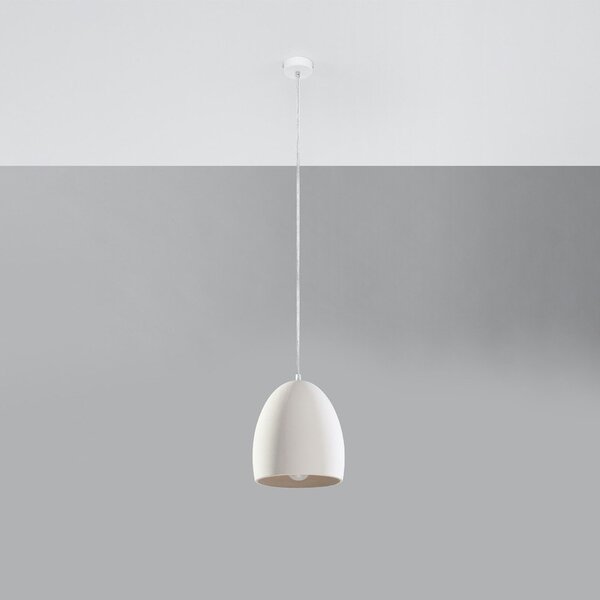 Biała lampa wisząca z ceramicznym kloszem ø 30 cm Fonsie – Sollux