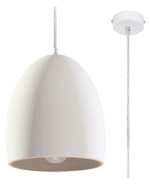 Biała lampa wisząca z ceramicznym kloszem ø 30 cm Fonsie – Sollux
