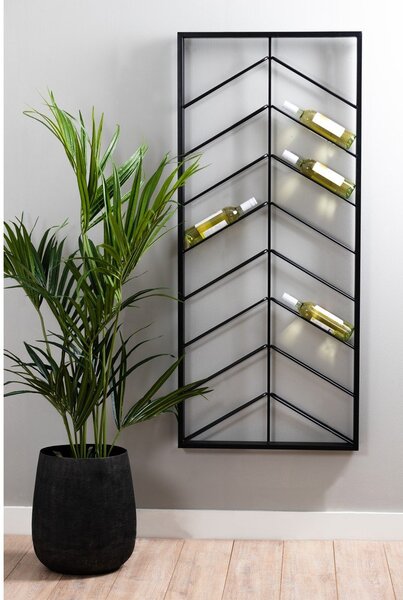 Czarny wiszący metalowy regał na wino liczba butelek 16 70x160x6 cm Malbeo – Light & Living