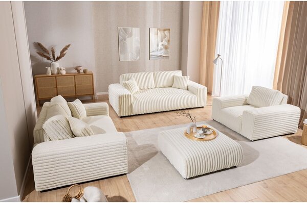 Kremowa sztruksowa sofa 178 cm Justin – Ropez