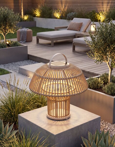 Lampa solarna ogrodowa Mushroom L z plecionką
