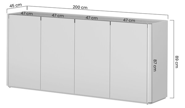 Komoda Elivo 200 cm czterodrzwiowa - eukaliptus / dąb baltic dune