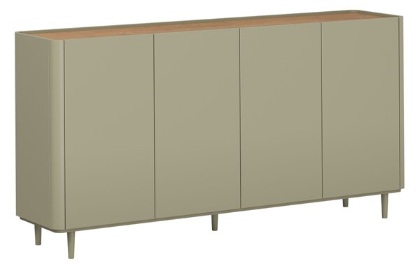 Komoda Elivo 200 cm czterodrzwiowa na nóżkach - eukaliptus / dąb baltic dune