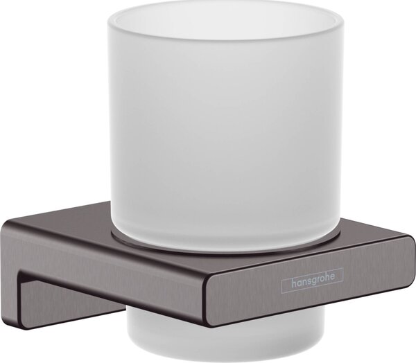 Hansgrohe AddStoris - Uchwyt na szczoteczkę i pastę do zębów, matowe szkło/szczotkowany czarny chrom 41749340