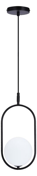 Czarna lampa wisząca ze szklanym kloszem 18.5x15 cm Cordel – Candellux Lighting