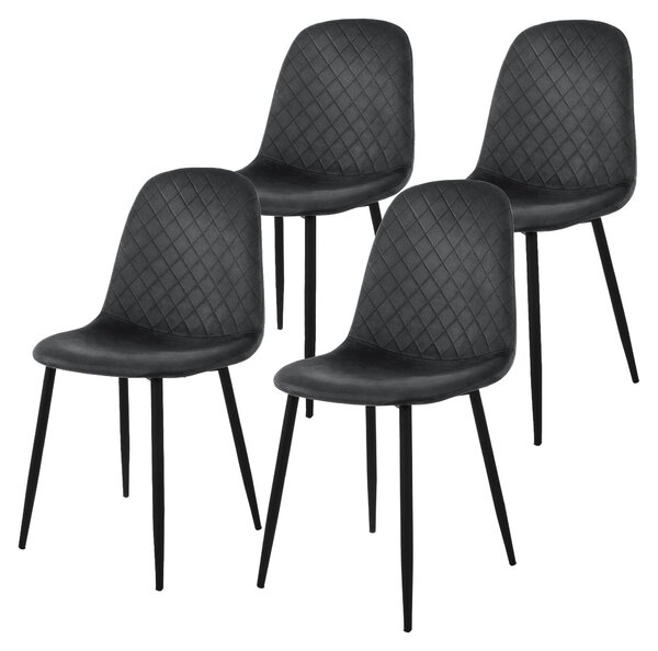 Zestaw 4 krzeseł do jadalni ML-Design z oparciem, antracytowe, wykonane z aksamitu