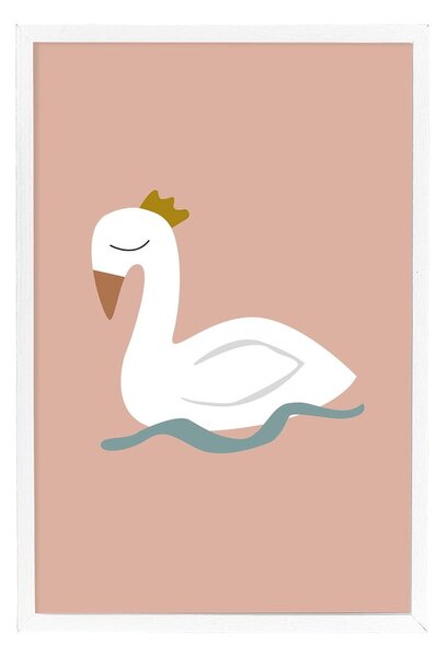Plakat ścienny w białej ramie Bloomingville Mini Xander Swan, 45x65 cm