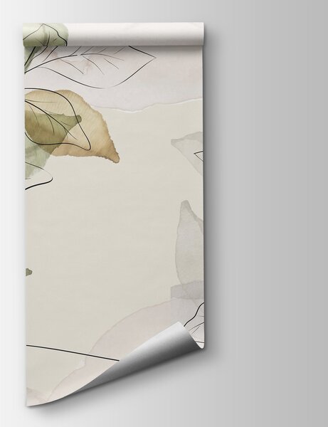 Fototapeta Elegancki botaniczny wzór w delikatnych odcieniach, Fototapety akwarelowa na ścianie, Popularne Fototapety, w02807 - Tapeko.pl