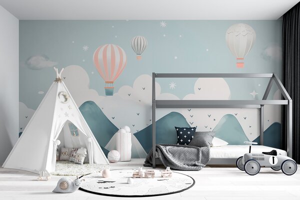 Fototapeta Balony na ogrzane powietrze latające nad górami, Fototapety Balony, Popularne Fototapety, w02817 - Tapeko.pl