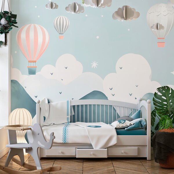 Fototapeta Balony na ogrzane powietrze latające nad górami, Fototapety Balony, Popularne Fototapety, w02817 - Tapeko.pl