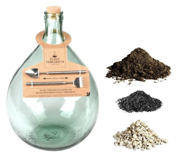 Szklane terrarium z narzędziami do uprawy roślin Esschert Design, 15 l